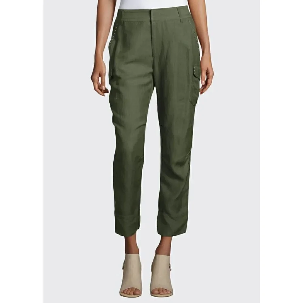 Derek Lam 10 Crosby Easy Cargo Pants w Grommets Utility Military Green size 2